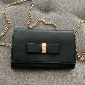 BP Gold Chain Cross Body Black Clutch.